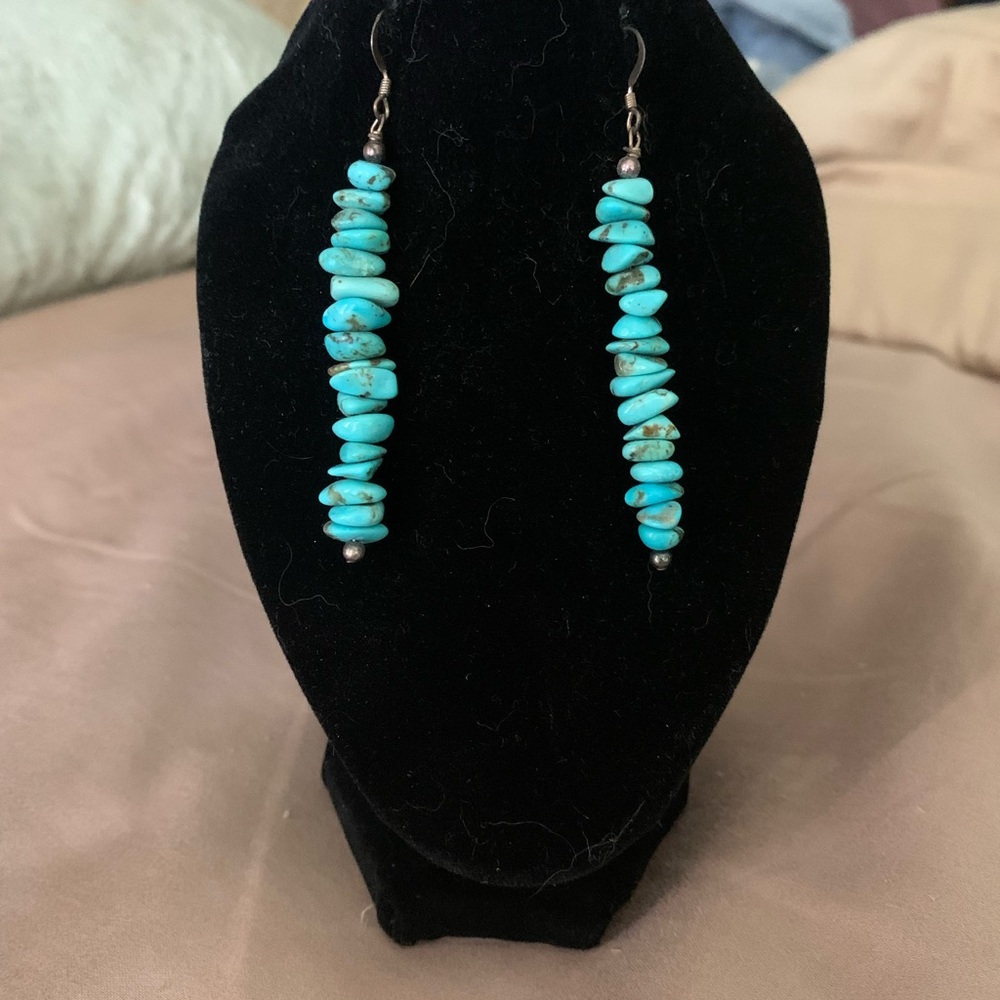 Turquoise chip earrings
